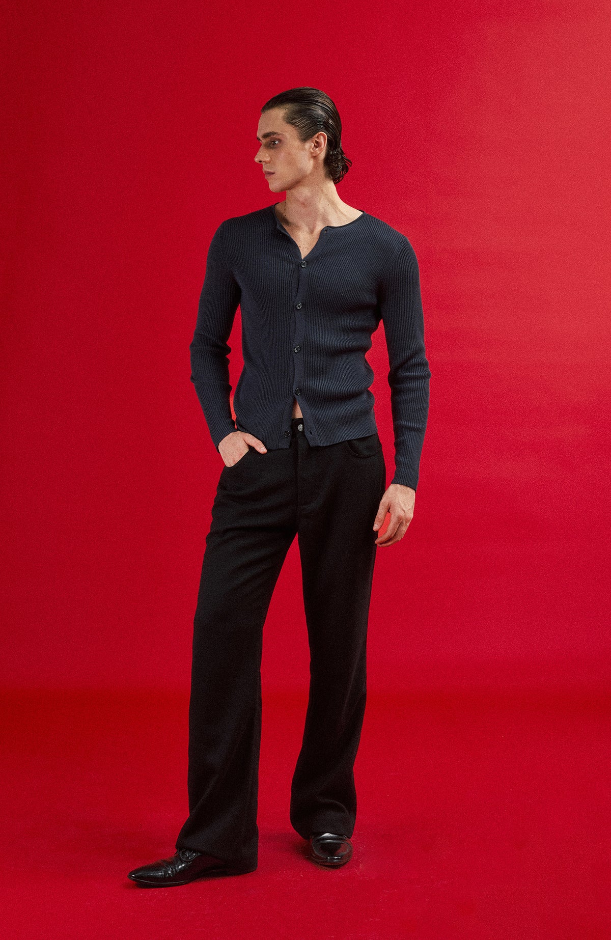 IN EXISTENCE Retro Slim Flared Trousers