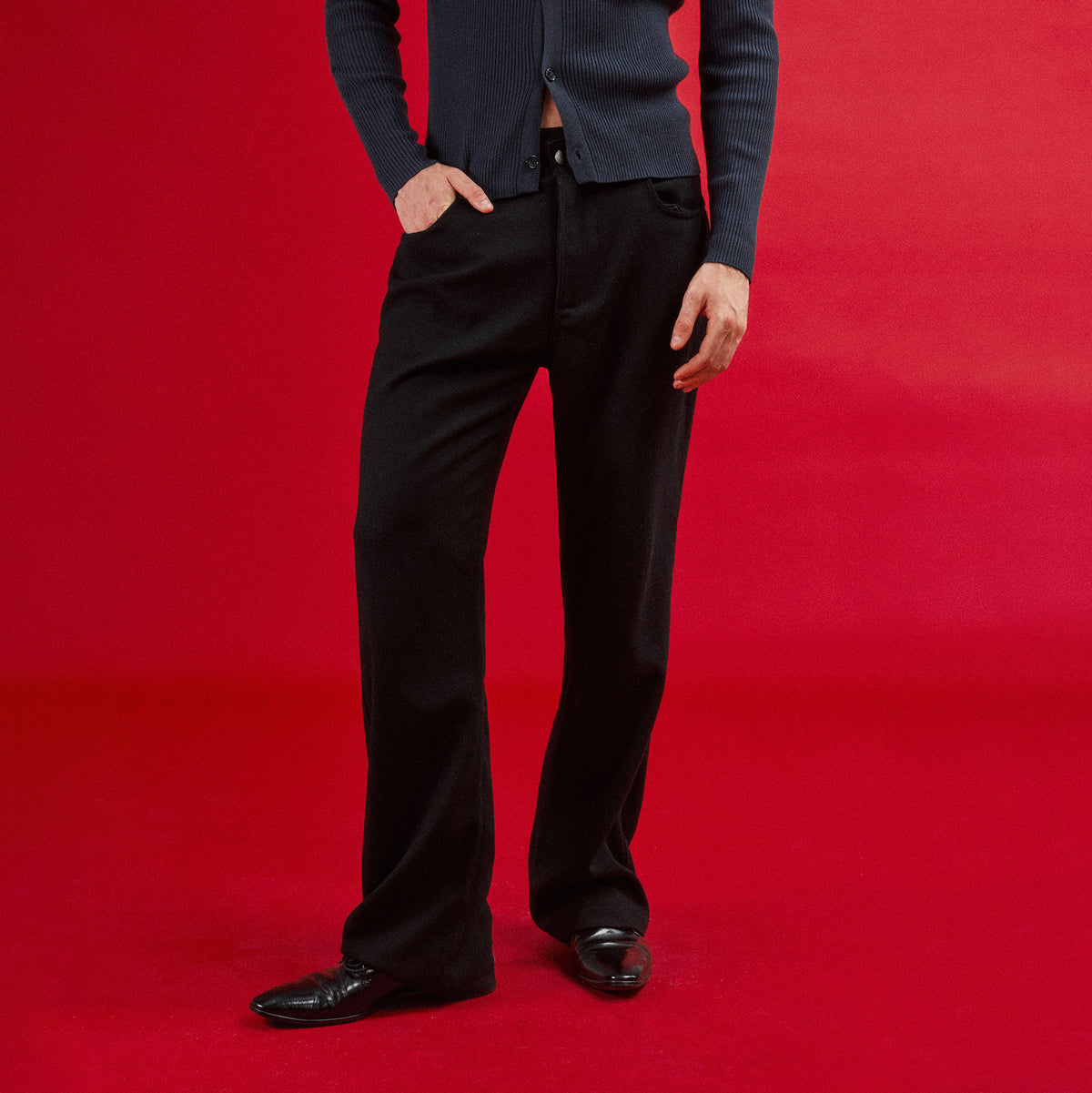 IN EXISTENCE Retro Slim Flared Trousers