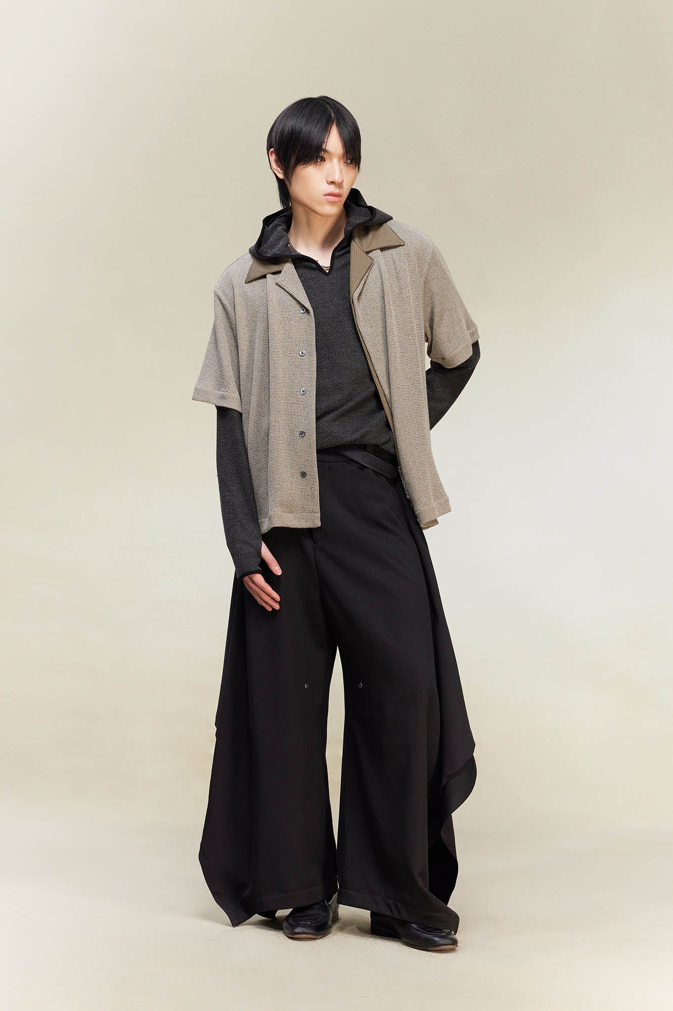 ALVNG AR ANTS Bat-Wing Draped Wide-Leg Pants