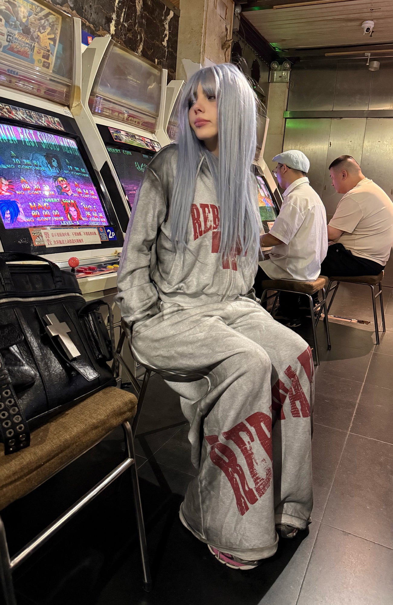 REBEL WAVE Dirty Wash Cross Graphic Sweatpants