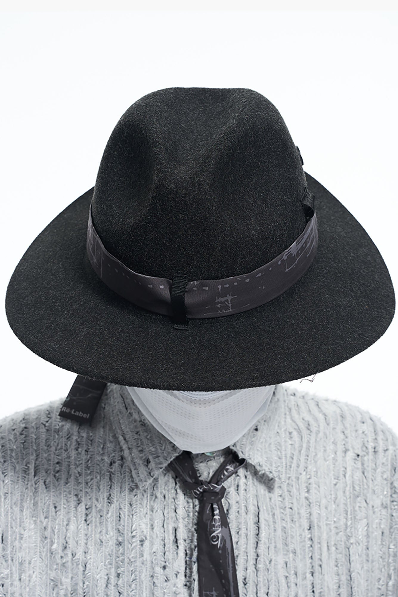 RELABEL Wool Felt Detachable Silk-Scarf Fedora Hat, premium urban and streetwear designers apparel on PROJECTISR.com, RELABEL