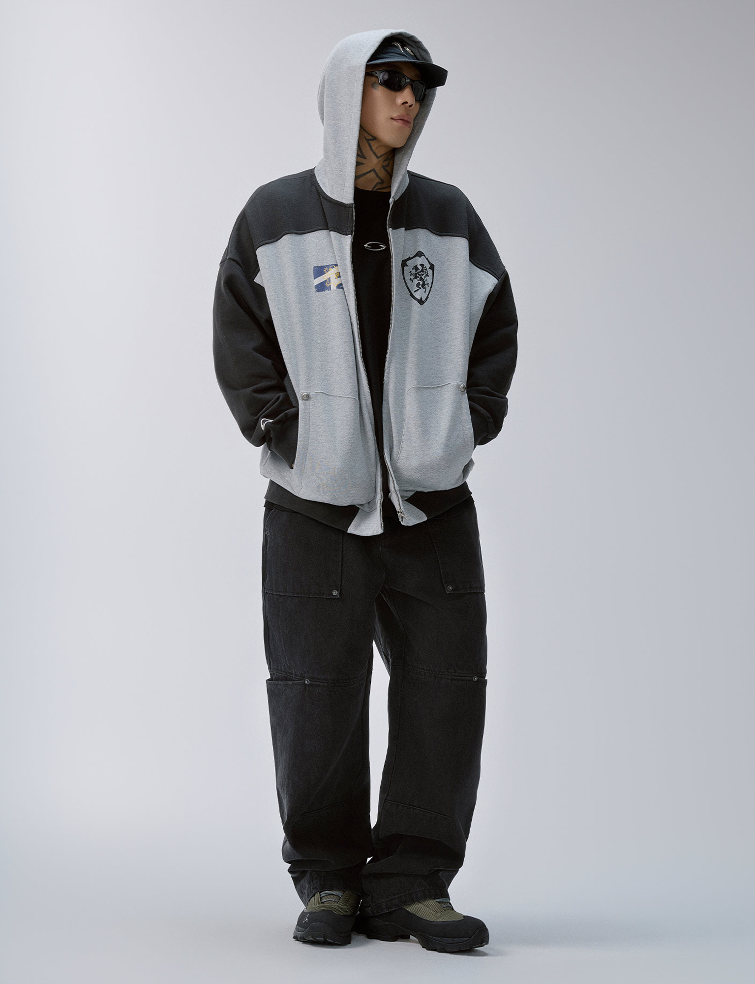 F2CE Contrast Panel Badge Graphic Hooded Jacket