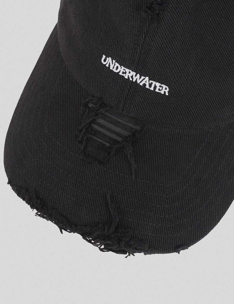UNDERWATER Ripped Logo Hat, premium urban and streetwear designers apparel on PROJECTISR.com, UNDERWATER