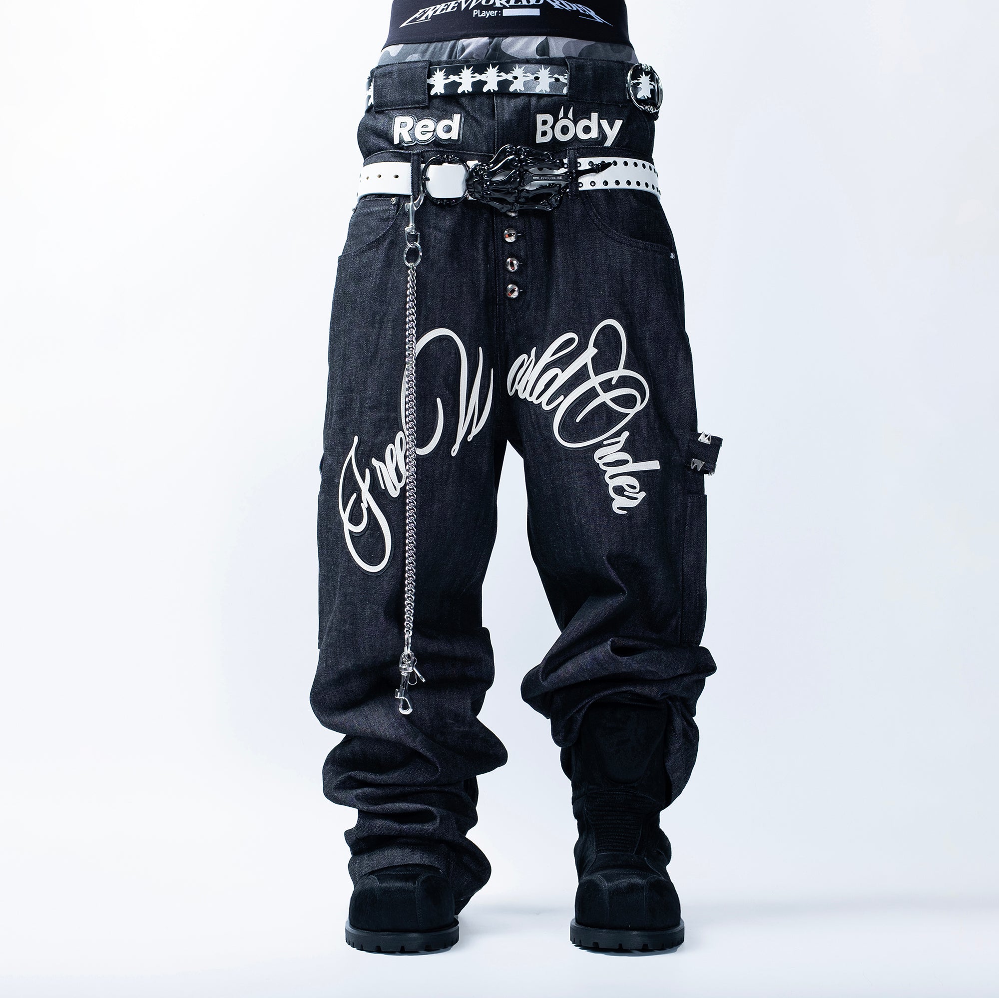 FVVO Skeleton Hand & Spikes Leather Belt