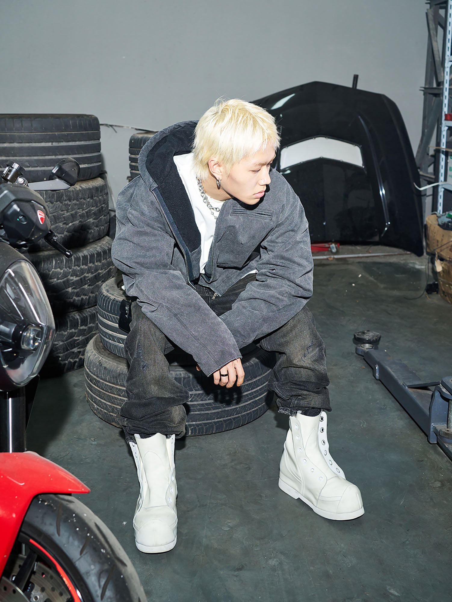 PMW Distressed Oversized Puffer Jacket