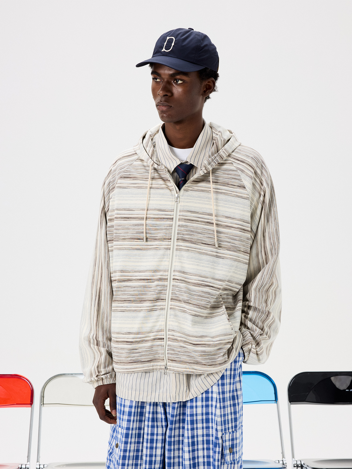 UNLIMITED MOTE Striped Raglan Zip-Up Hoodie, premium urban and streetwear designers apparel on PROJECTISR.com, UNLIMITED MOTE