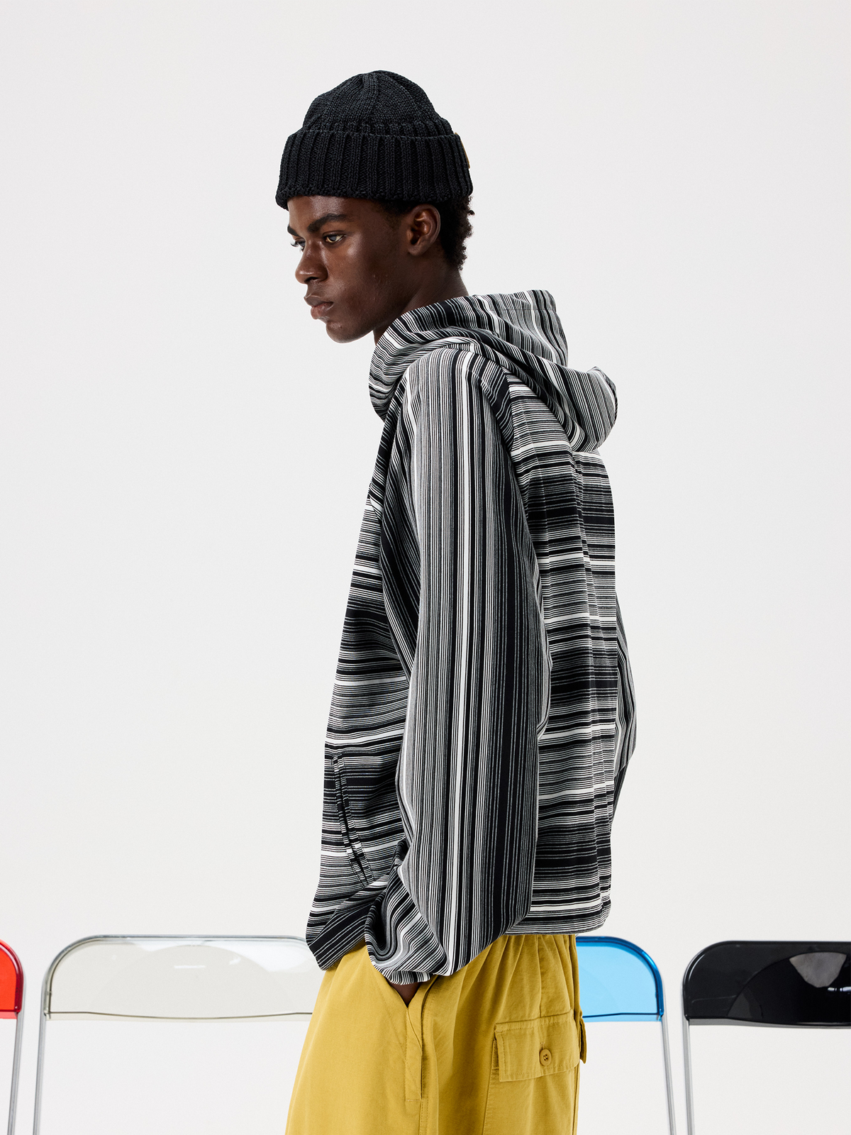 UNLIMITED MOTE Striped Raglan Zip-Up Hoodie, premium urban and streetwear designers apparel on PROJECTISR.com, UNLIMITED MOTE