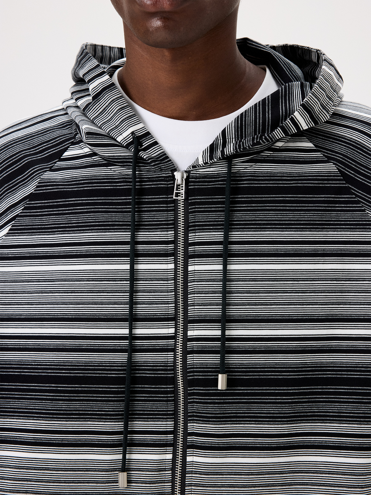 UNLIMITED MOTE Striped Raglan Zip-Up Hoodie, premium urban and streetwear designers apparel on PROJECTISR.com, UNLIMITED MOTE