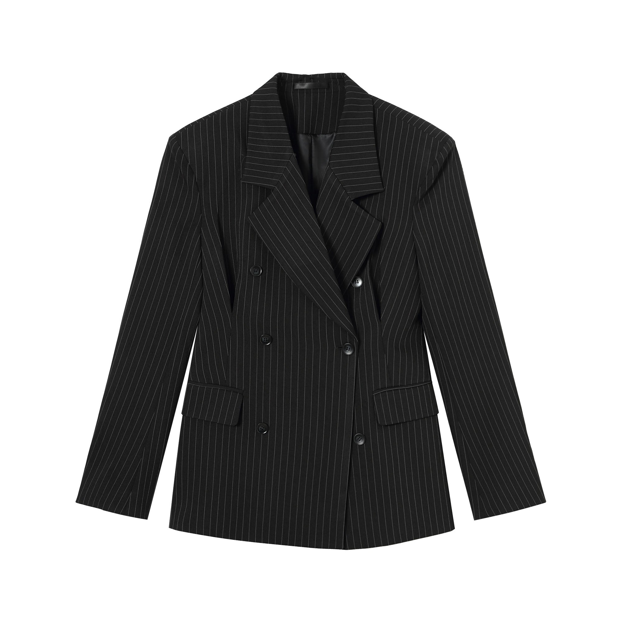 CLP Striped Cinched Waist Sculpted Blazer