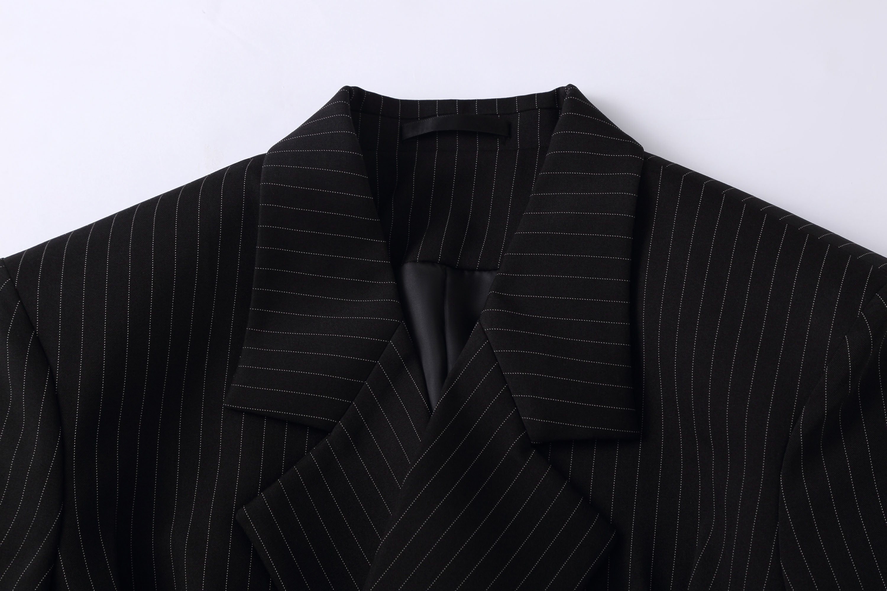 CLP Striped Cinched Waist Sculpted Blazer
