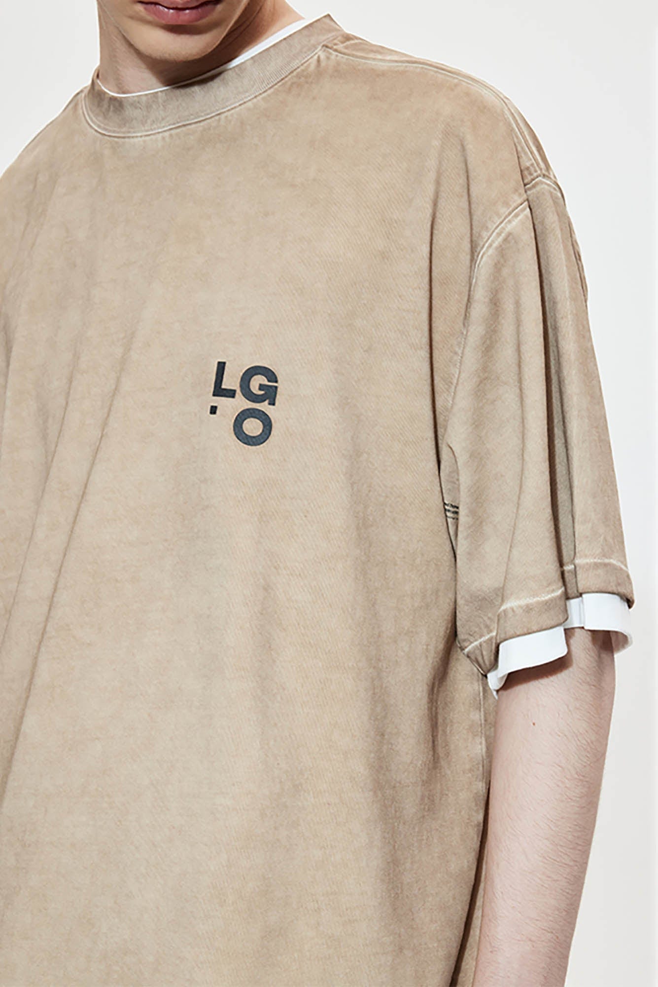 LIFEGOESON Distressed Curved Layered T-Shirt