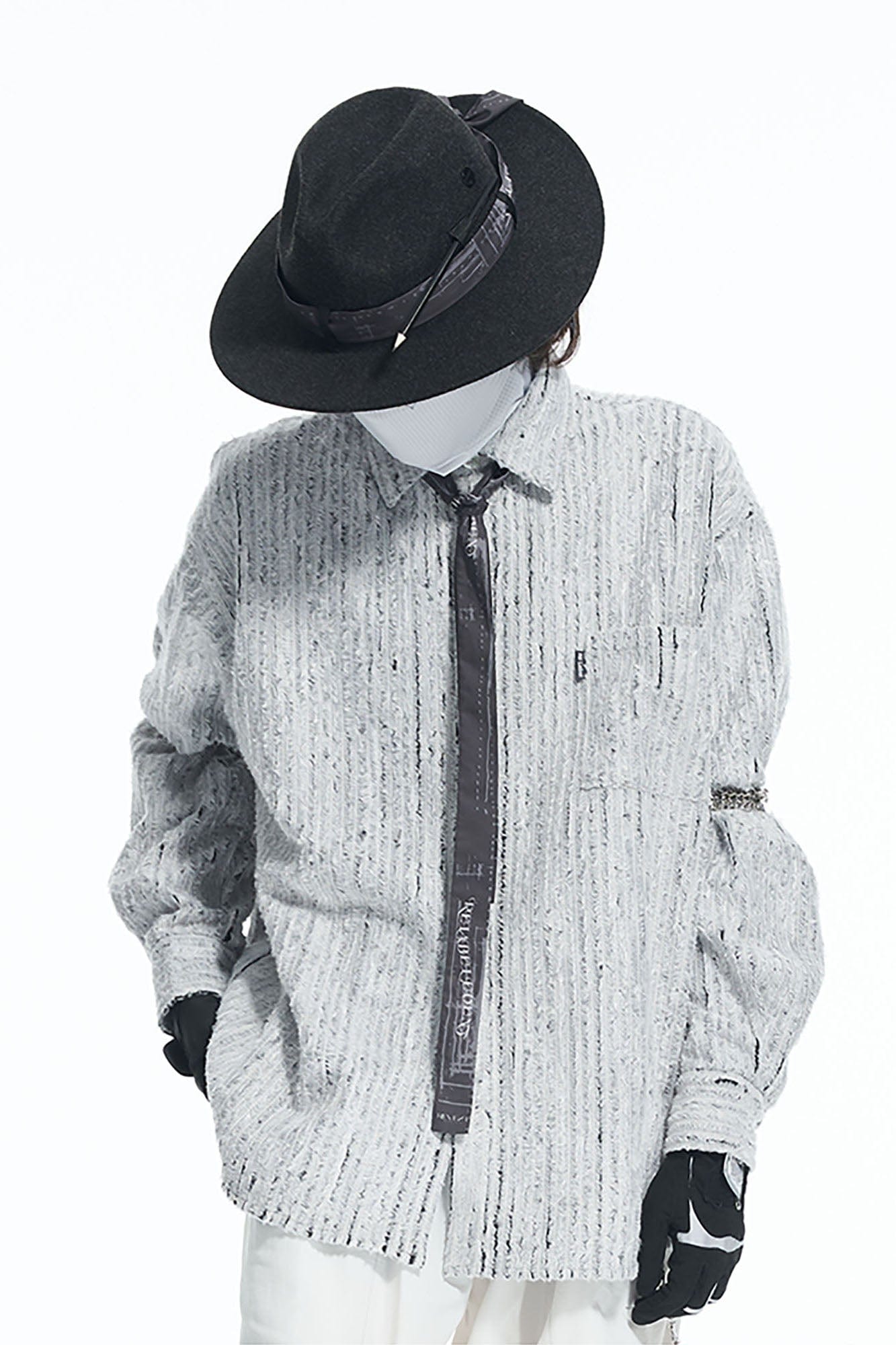 RELABEL Wool Felt Detachable Silk-Scarf Fedora Hat, premium urban and streetwear designers apparel on PROJECTISR.com, RELABEL