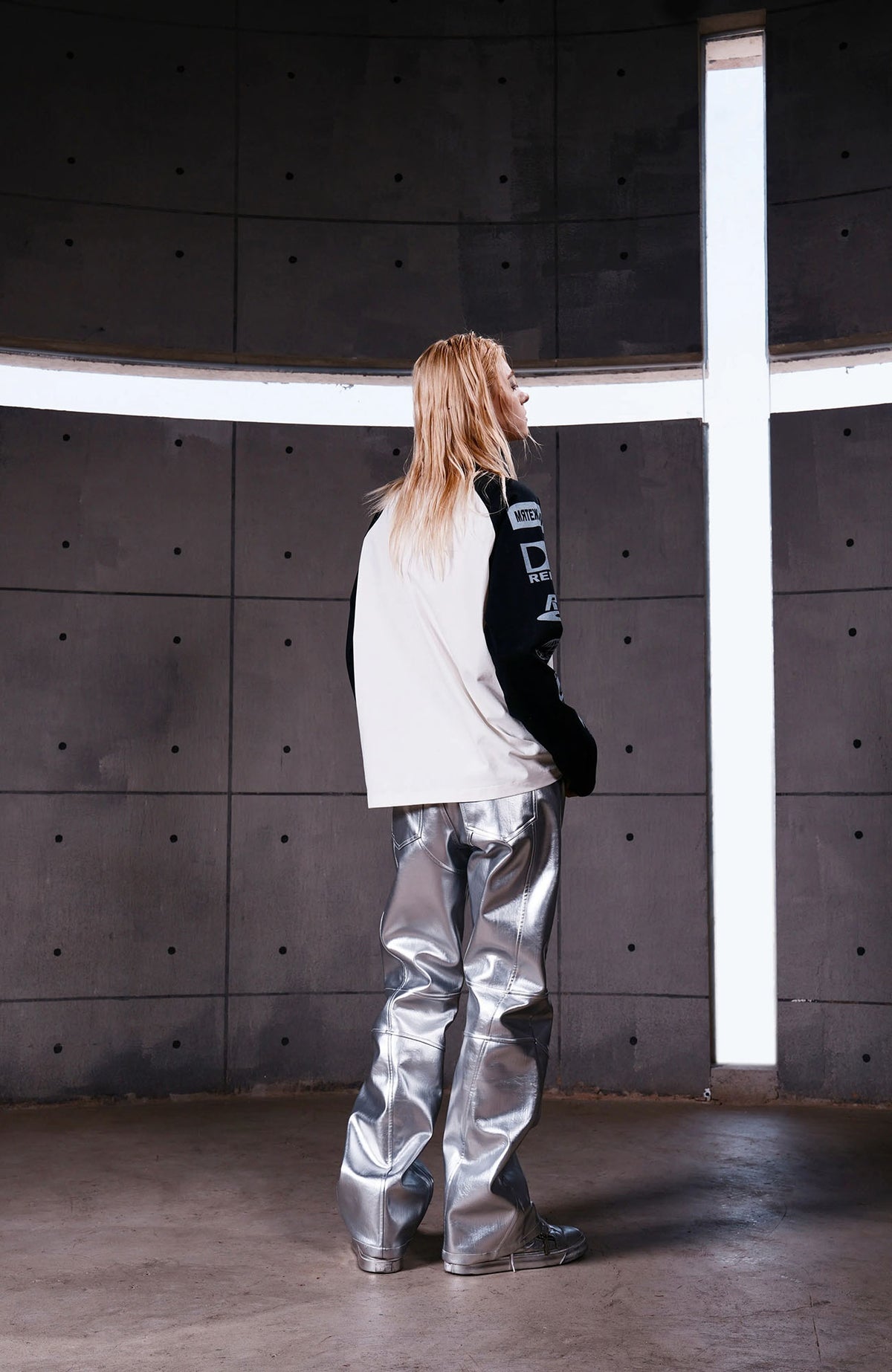 REBEL WAVE Silver Liquid Faux Leather Straight-Leg Pants