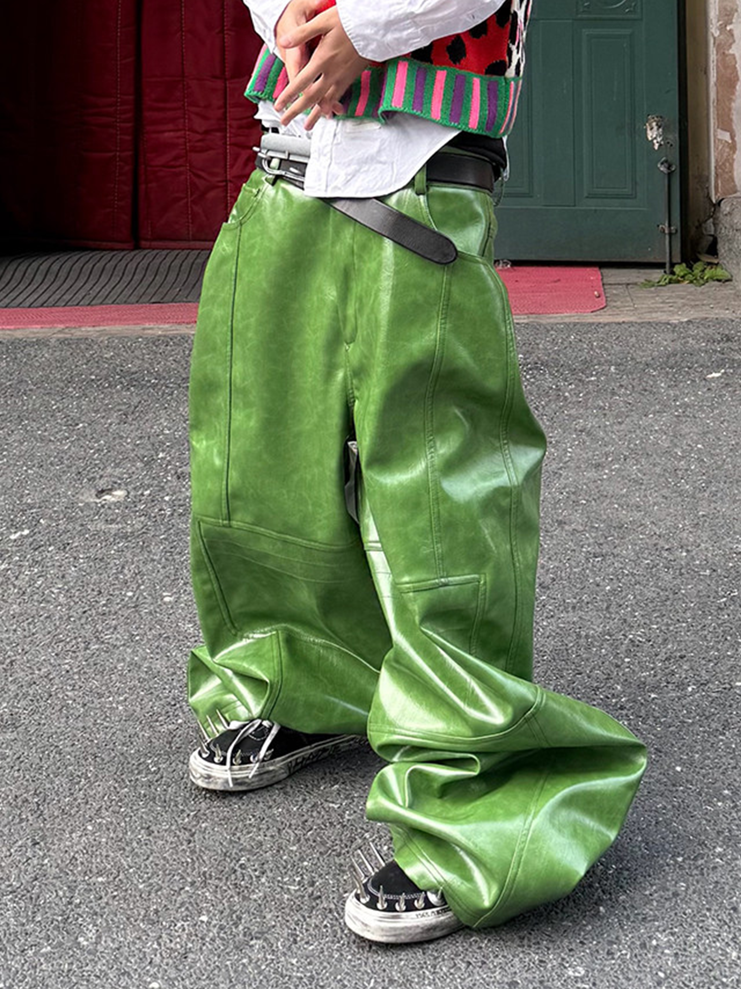 REBEL WAVE Patent Faux Leather Wide-Leg Pants