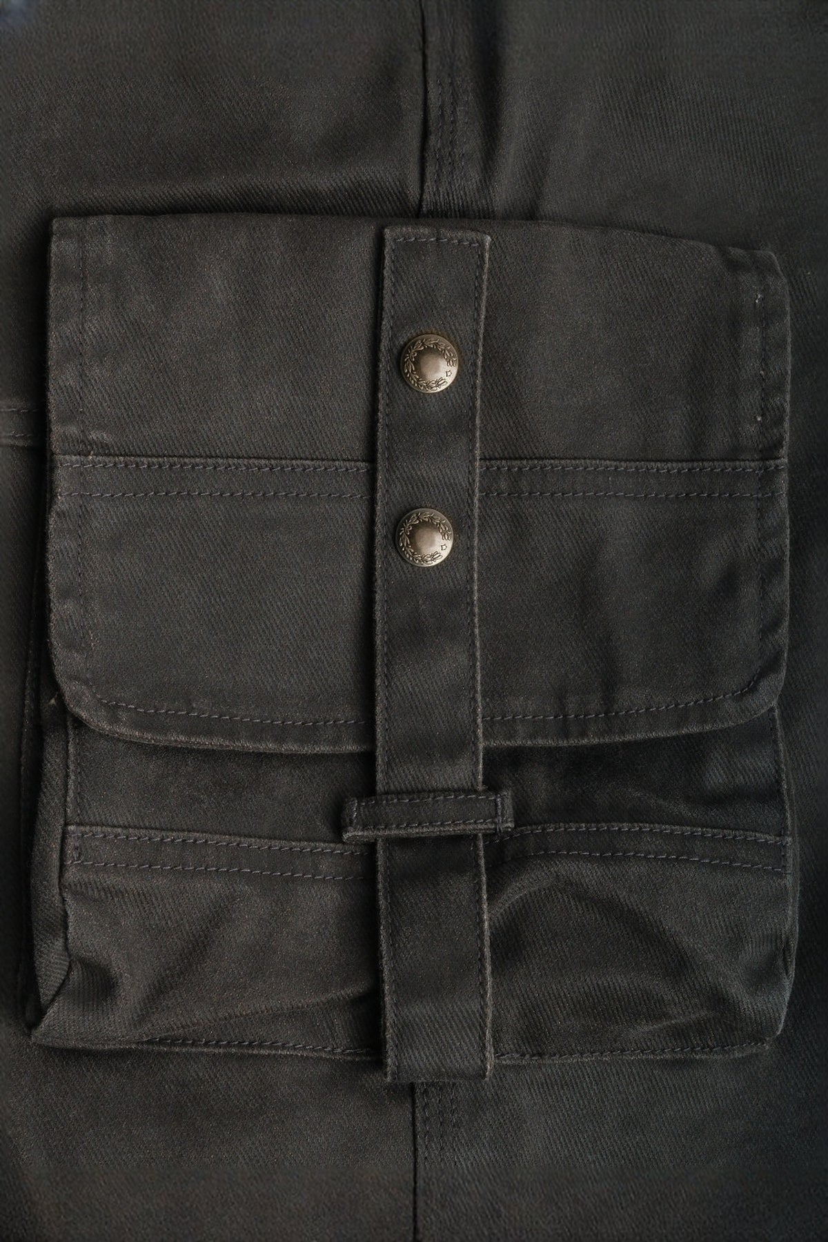 NEIGBORL Retro Wax-Brush Multi-Pocket Straight-Leg Cargo Pants — detail · Gray