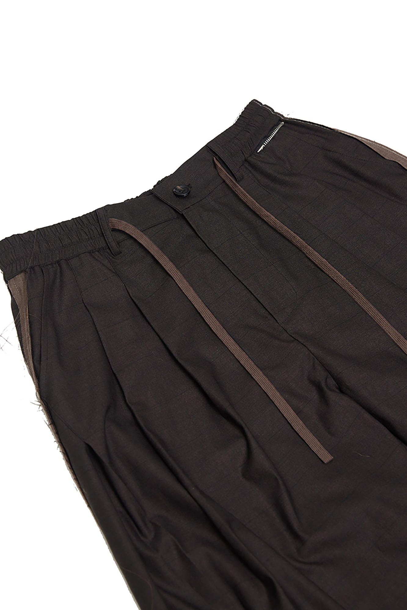 RELABEL Pleated Wide-Leg Drawstring Trousers Brown