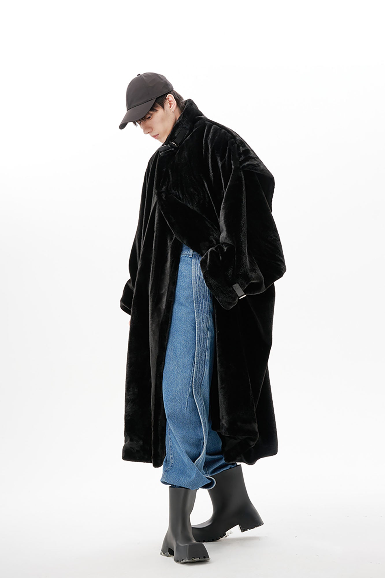 TUIMU Belted High Collar Faux Mink Overcoat, premium urban and streetwear designers apparel on PROJECTISR.com, TUIMU