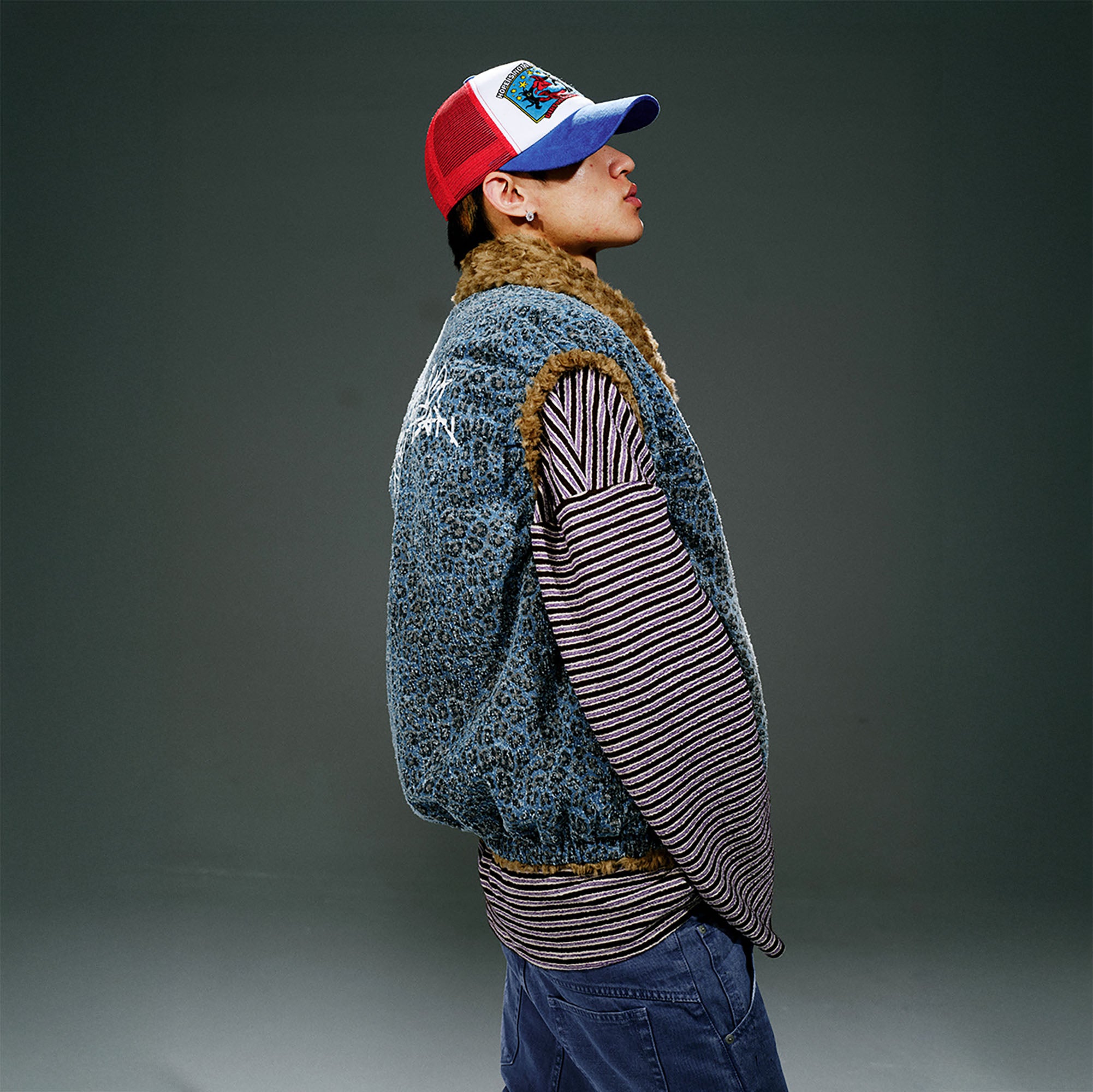 TRECLUB Faux-Fur Collar Leopard Quilted Vest