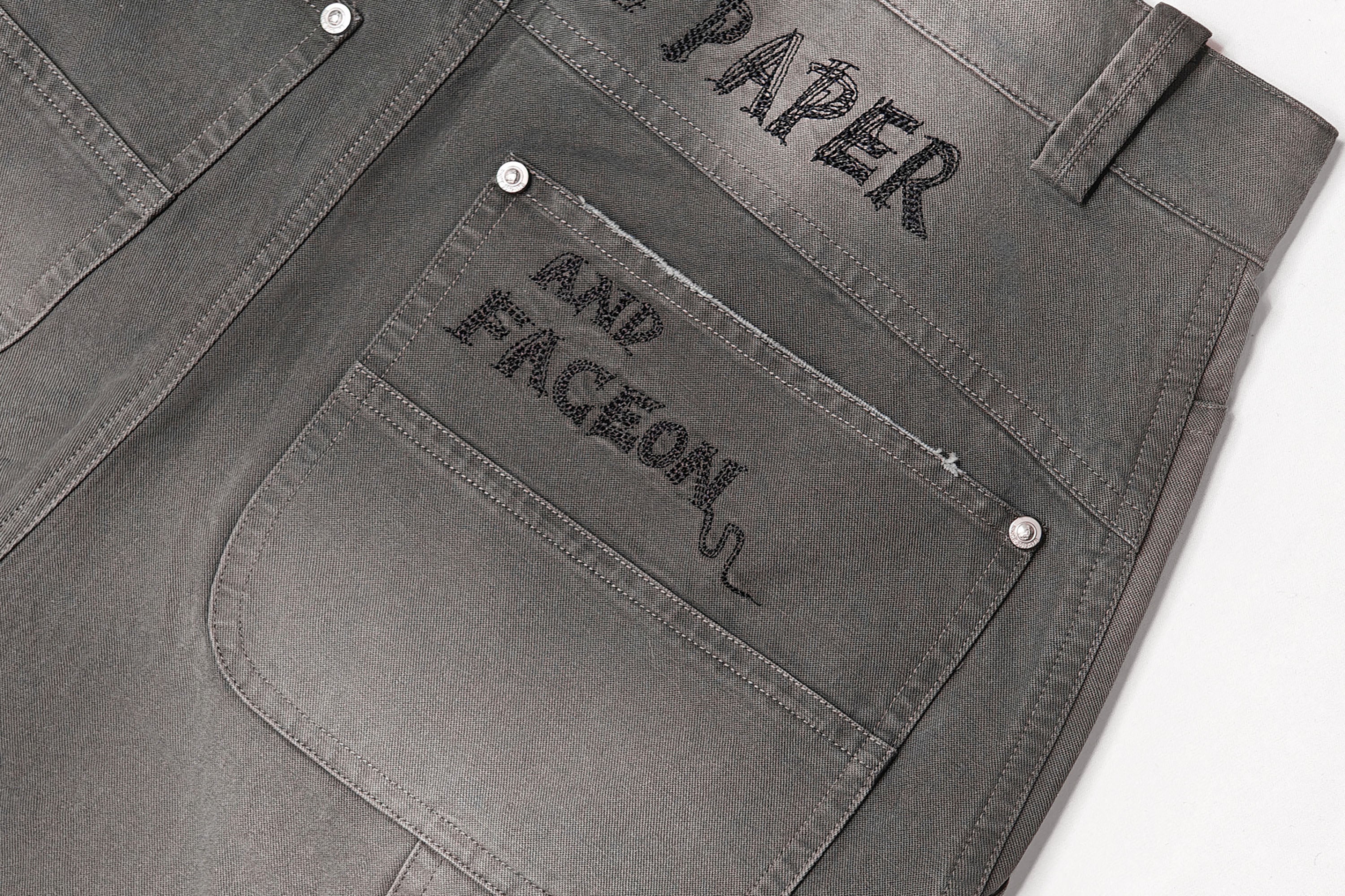 FACEONLAB Distressed Washed Double-Knee Pants