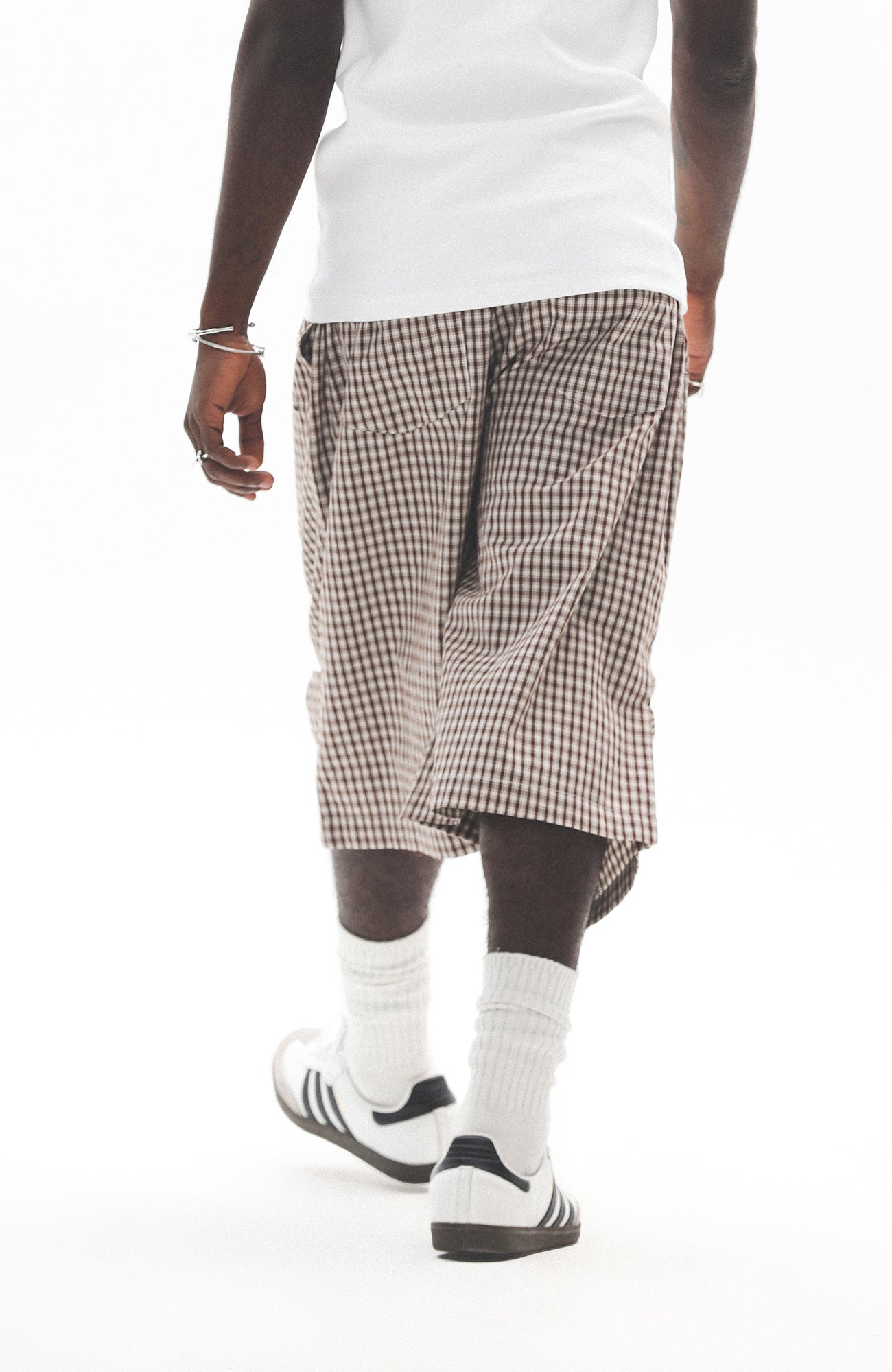 UNTILWERICH Check Drawstring Wide Shorts
