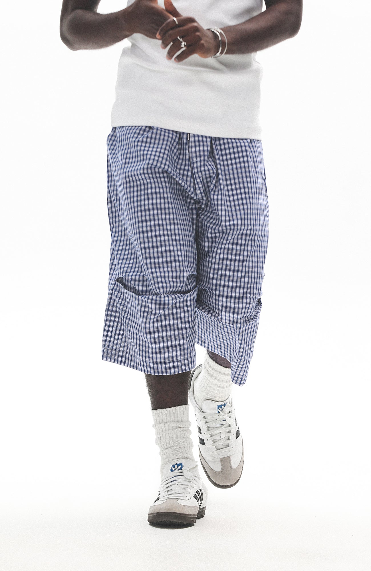 UNTILWERICH Check Drawstring Wide Shorts