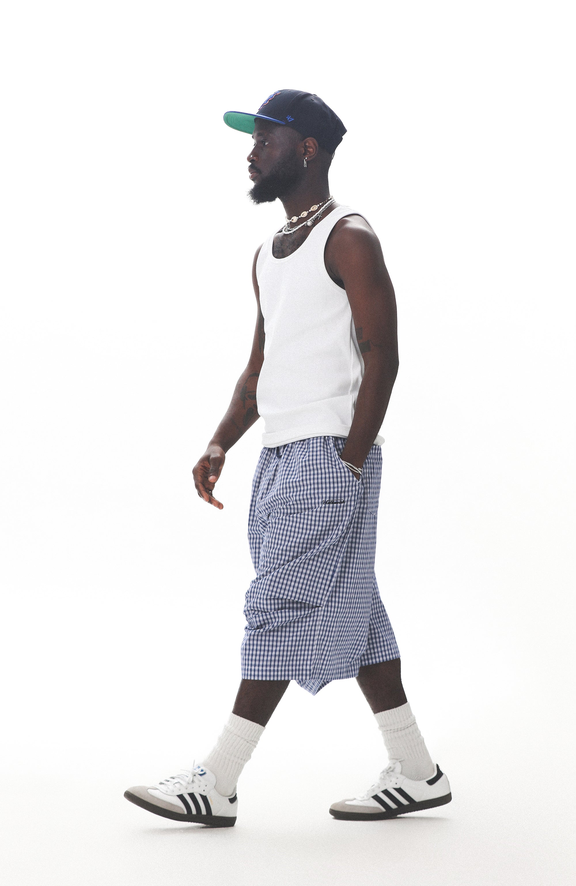 UNTILWERICH Check Drawstring Wide Shorts