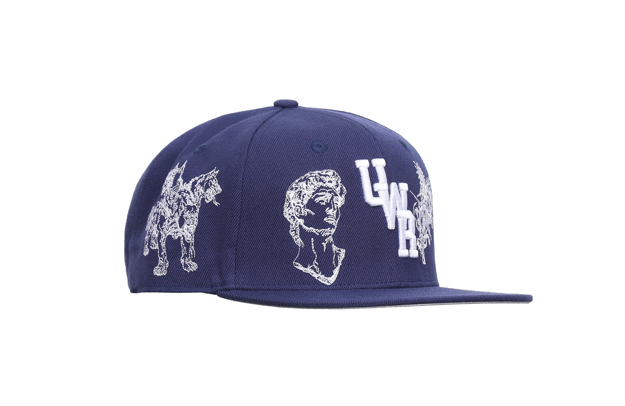 UNTILWERICH Embroidered Flat Brim Fitted Cap