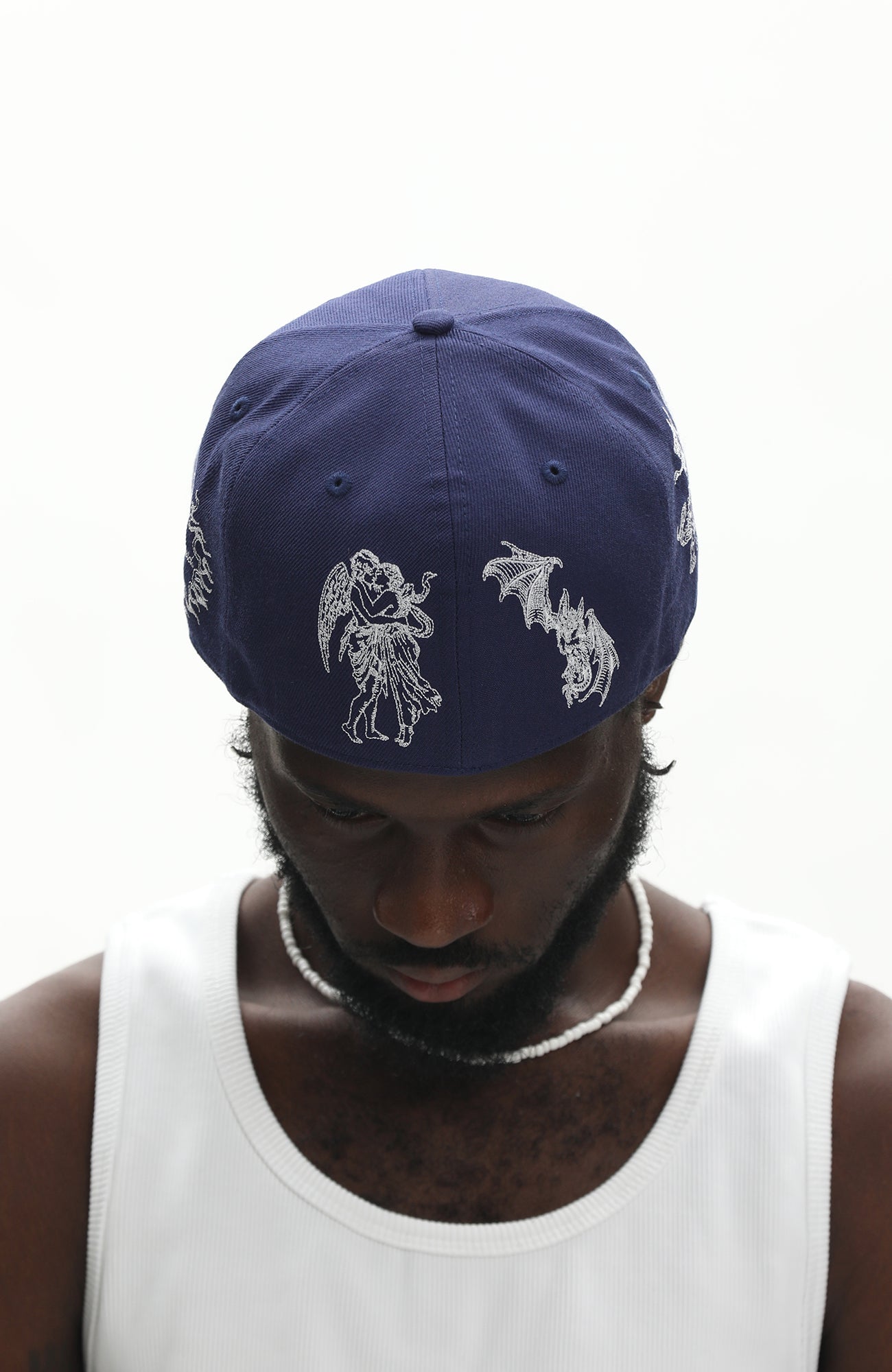 UNTILWERICH Embroidered Flat Brim Fitted Cap