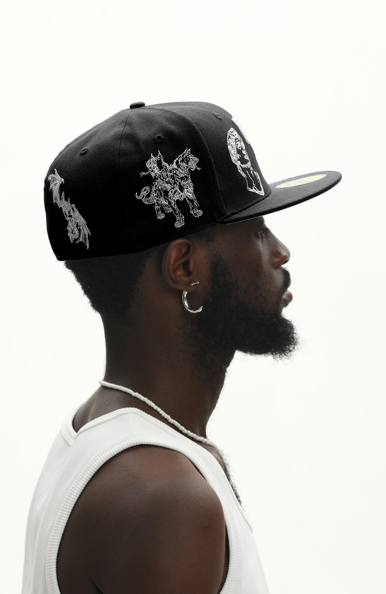 UNTILWERICH Embroidered Flat Brim Fitted Cap