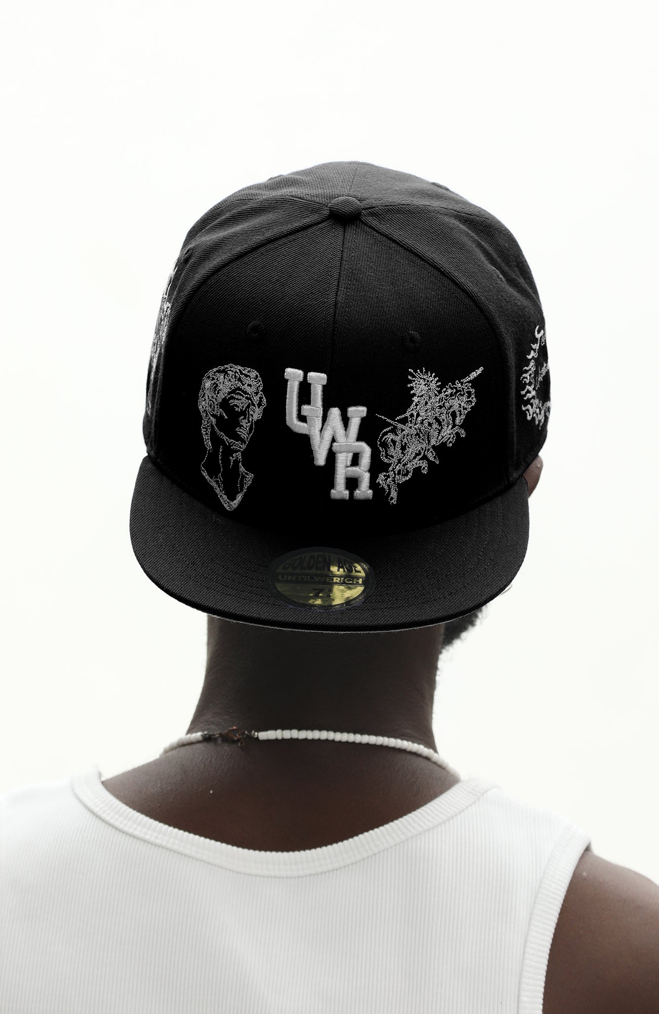 UNTILWERICH Embroidered Flat Brim Fitted Cap