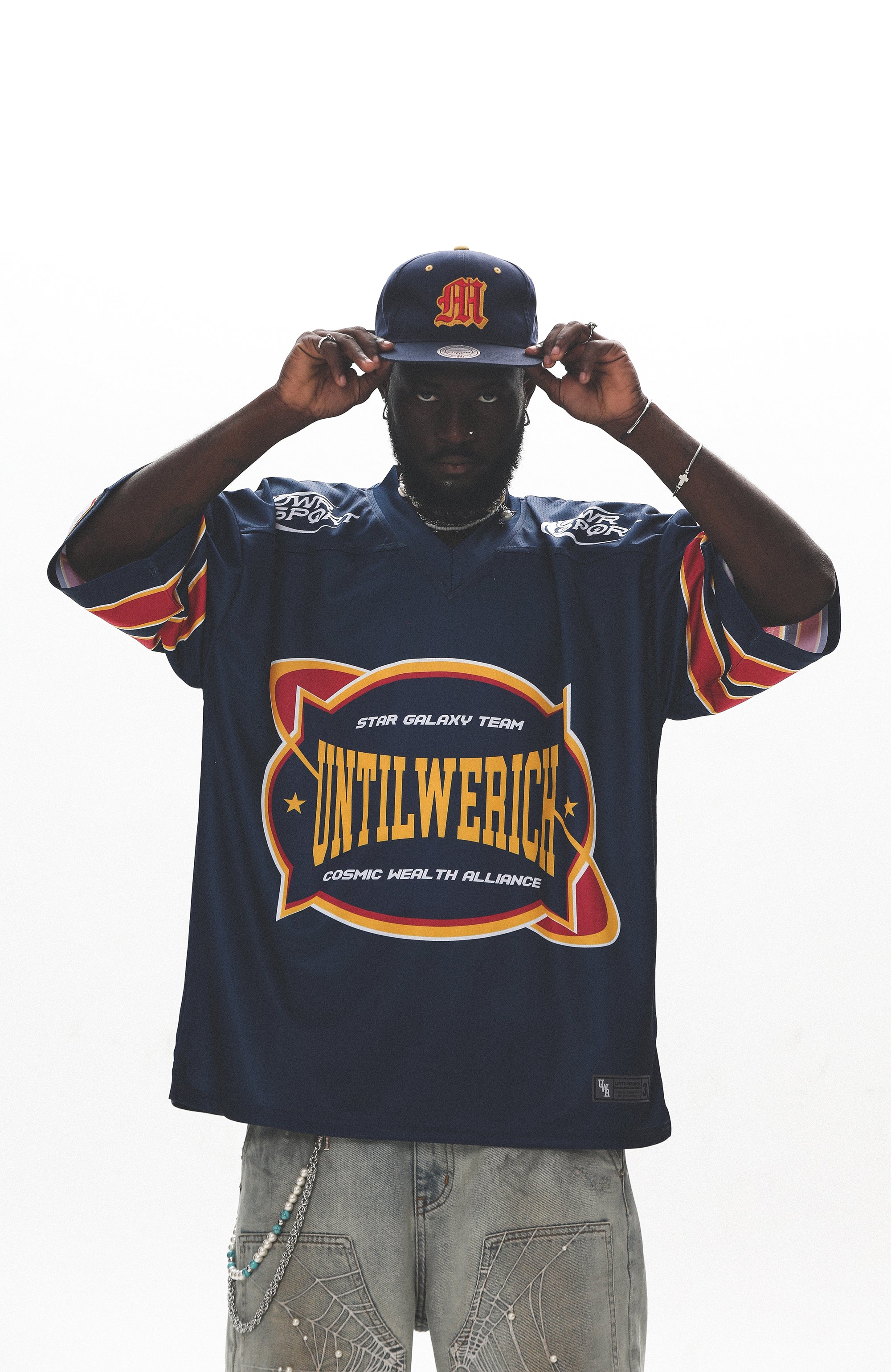 UNTILWERICH V-Neck Graphic Hockey Short-Sleeve Jersey