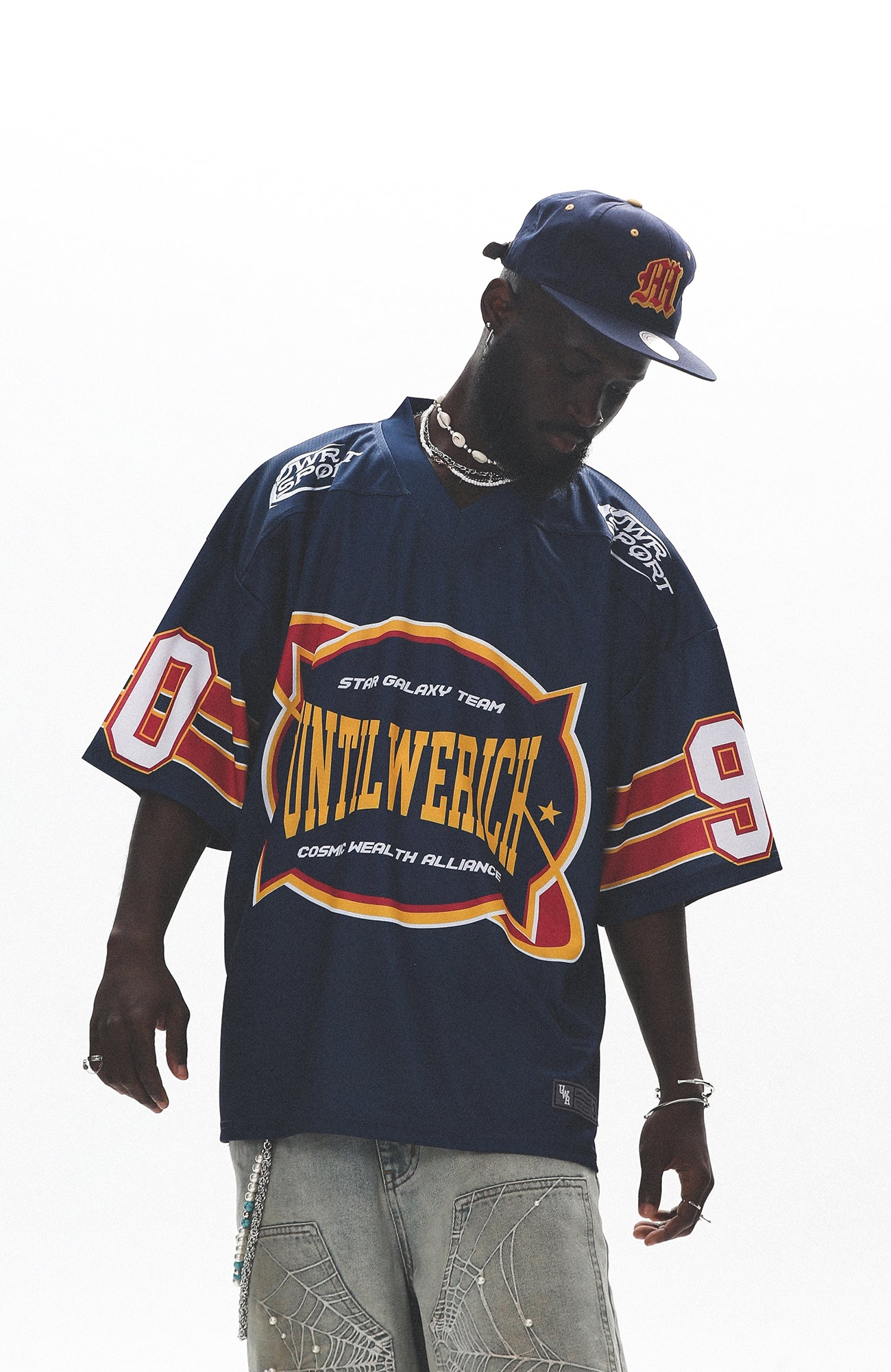 UNTILWERICH V-Neck Graphic Hockey Short-Sleeve Jersey
