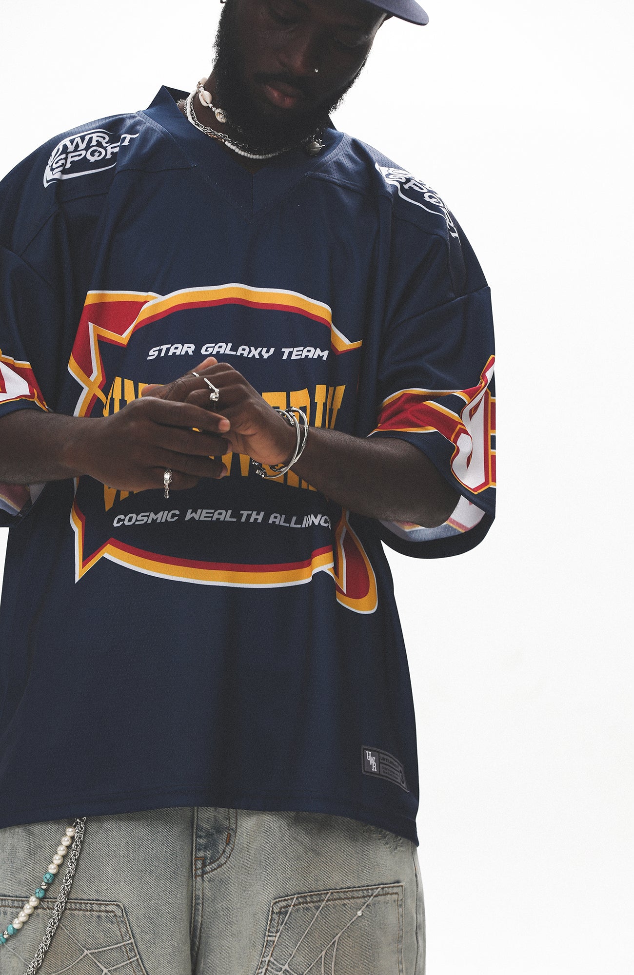UNTILWERICH V-Neck Graphic Hockey Short-Sleeve Jersey