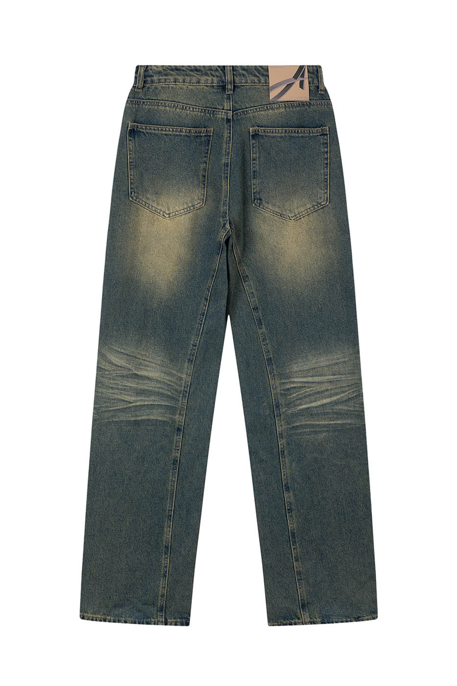 ARTIFICIAL WORLD Crinkled Straight-Leg Washed Jeans