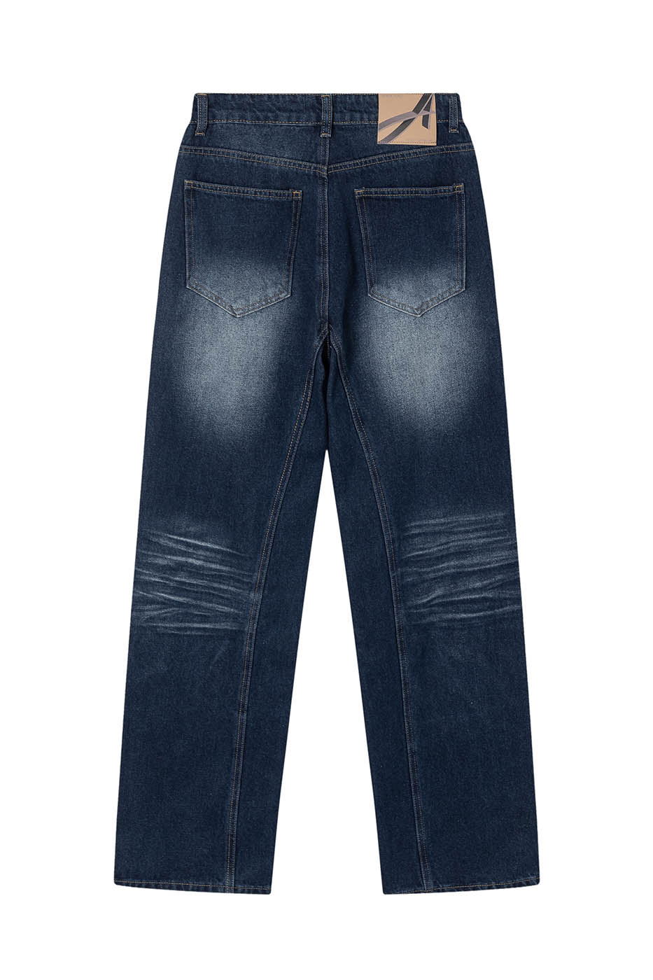 ARTIFICIAL WORLD Crinkled Straight-Leg Washed Jeans