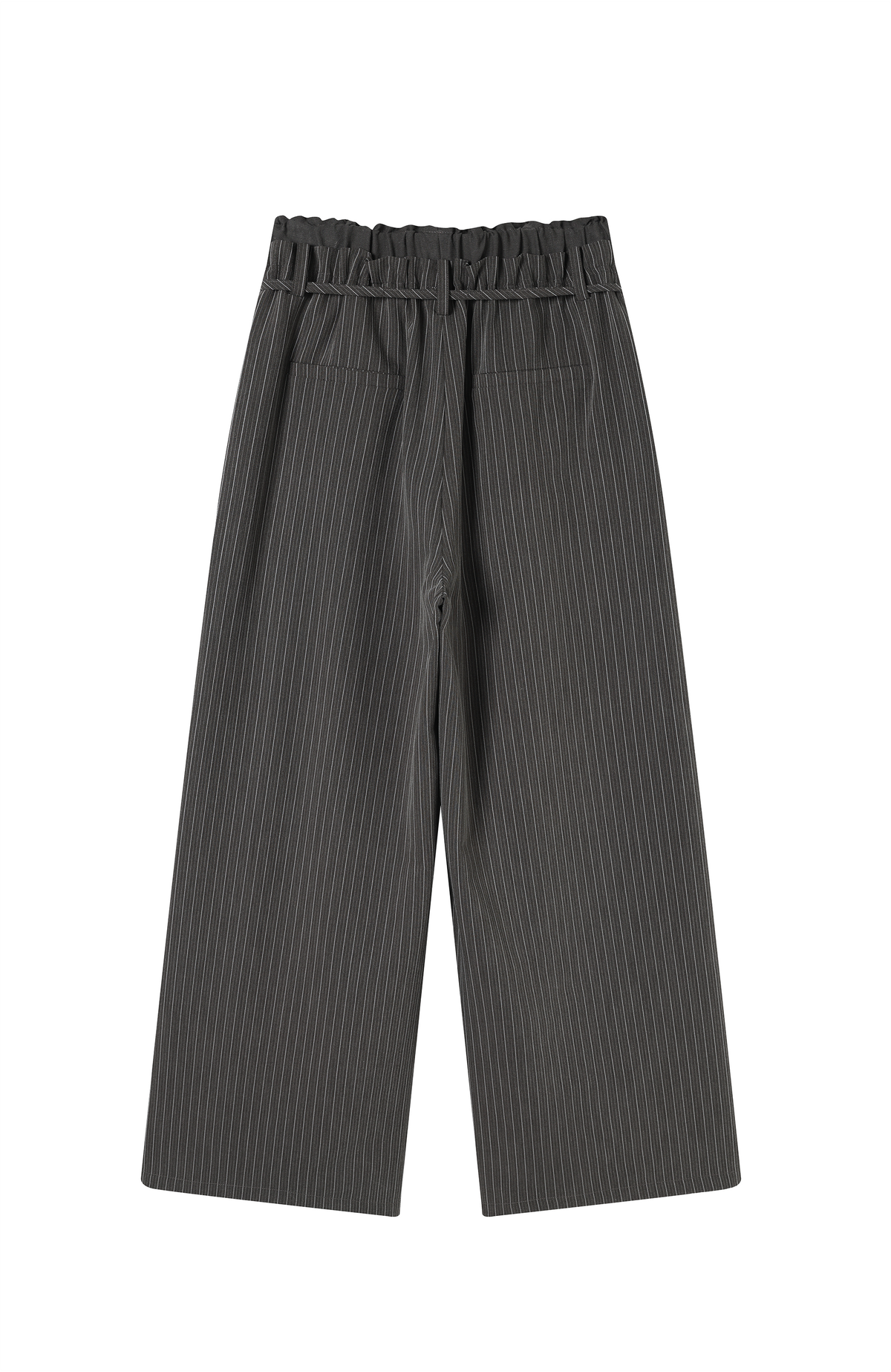 TGNS Ruched Double-Waist Striped Pleated Wide-Leg Trousers