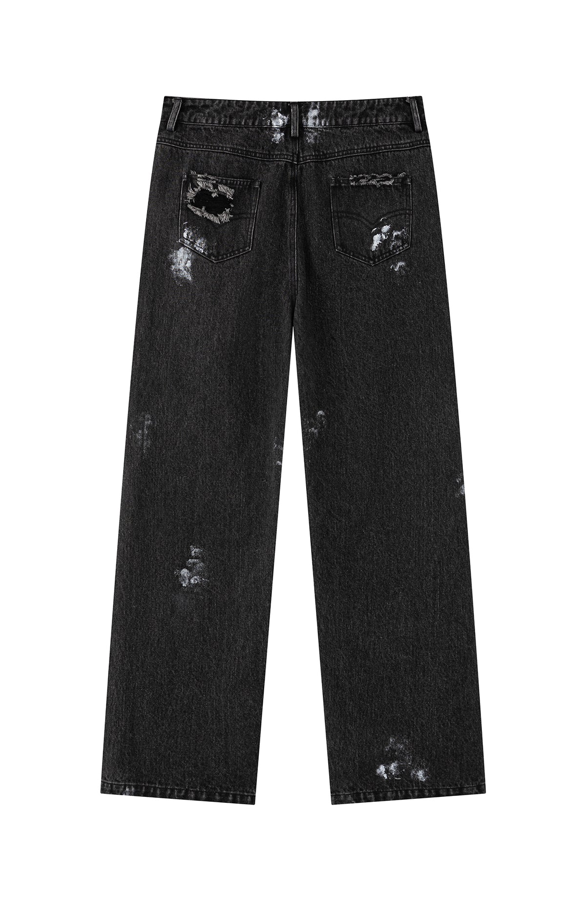 2000RSK Paint-Splattered Washed Distressed Spliced Straight-Leg Jeans