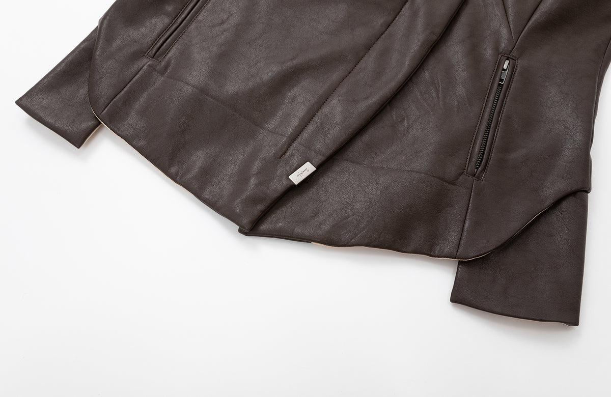 2000RSK Deconstructed Irregular Faux Leather Jacket