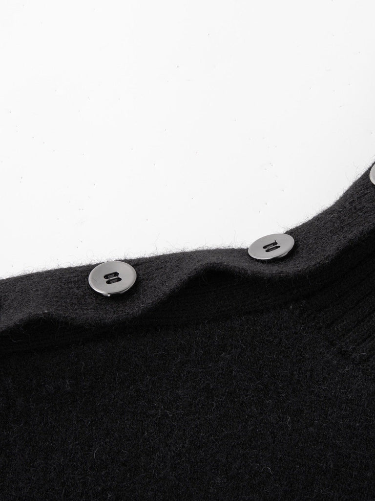 SOURPLUM Black Sesame Gradient Buttoned Collar Sweater, premium urban and streetwear designers apparel on PROJECTISR.com, SOURPLUM
