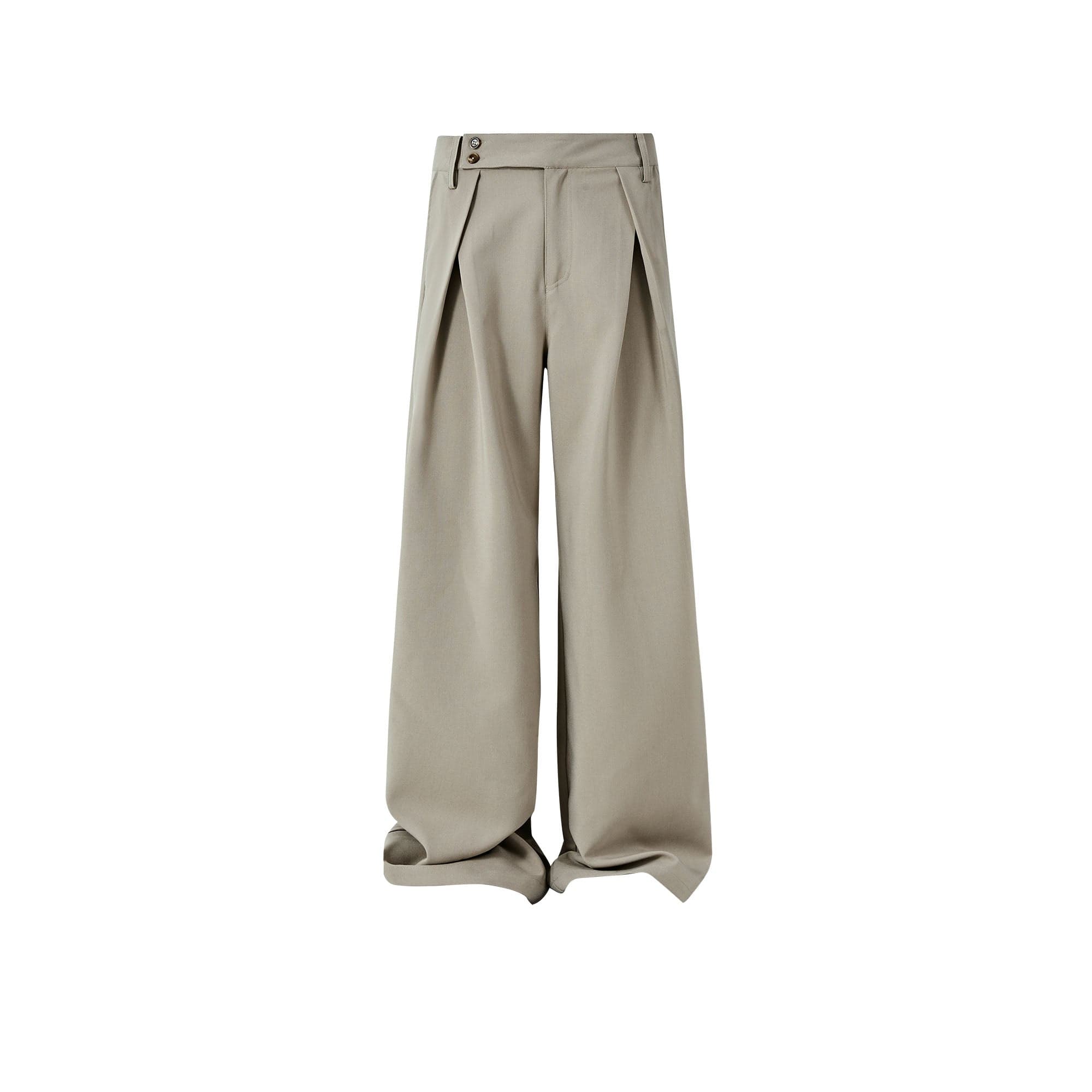 KREATE Inverted Pleats Asymmetric Waist Wide-Leg Trousers, premium urban and streetwear designers apparel on PROJECTISR.com, KREATE