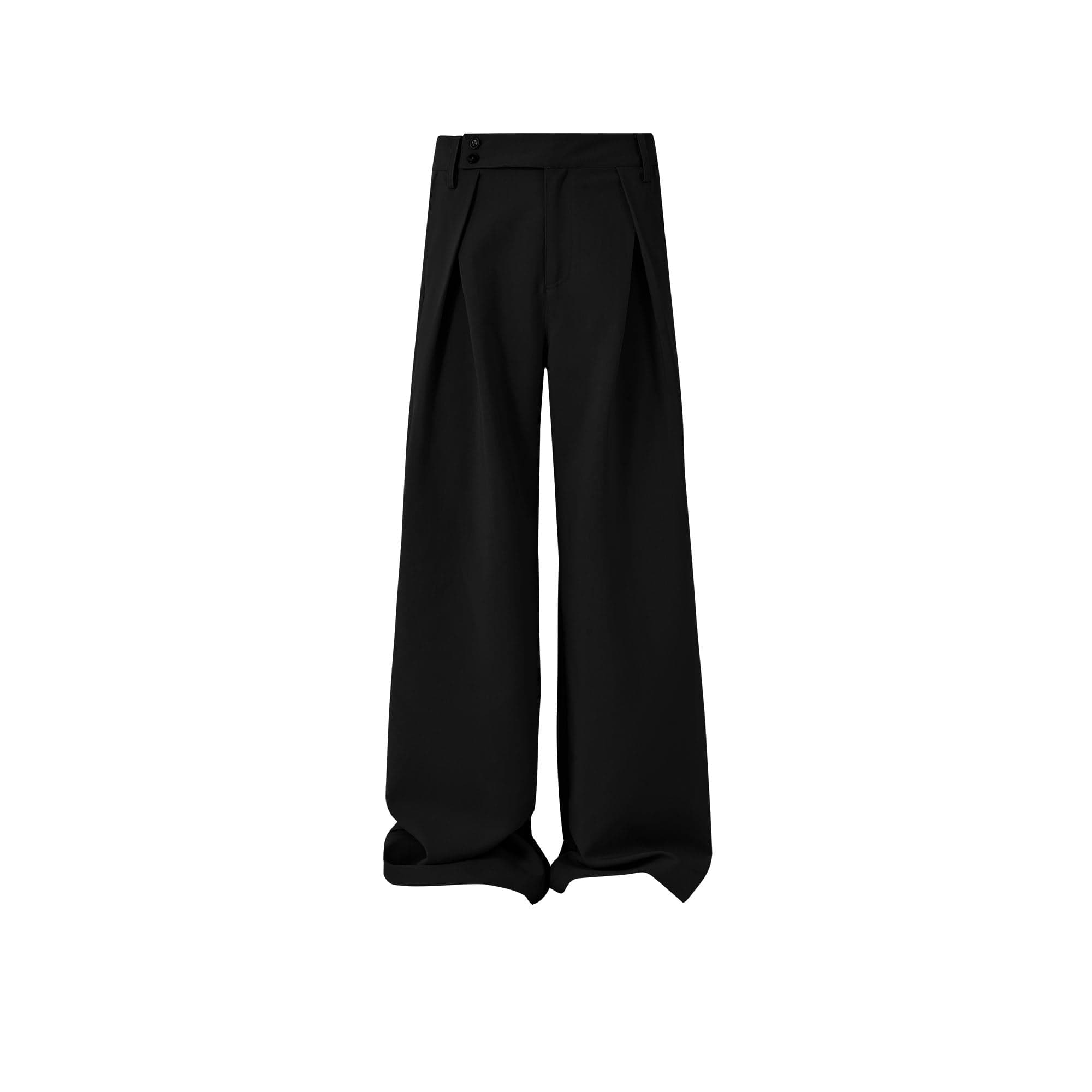 KREATE Inverted Pleats Asymmetric Waist Wide-Leg Trousers, premium urban and streetwear designers apparel on PROJECTISR.com, KREATE