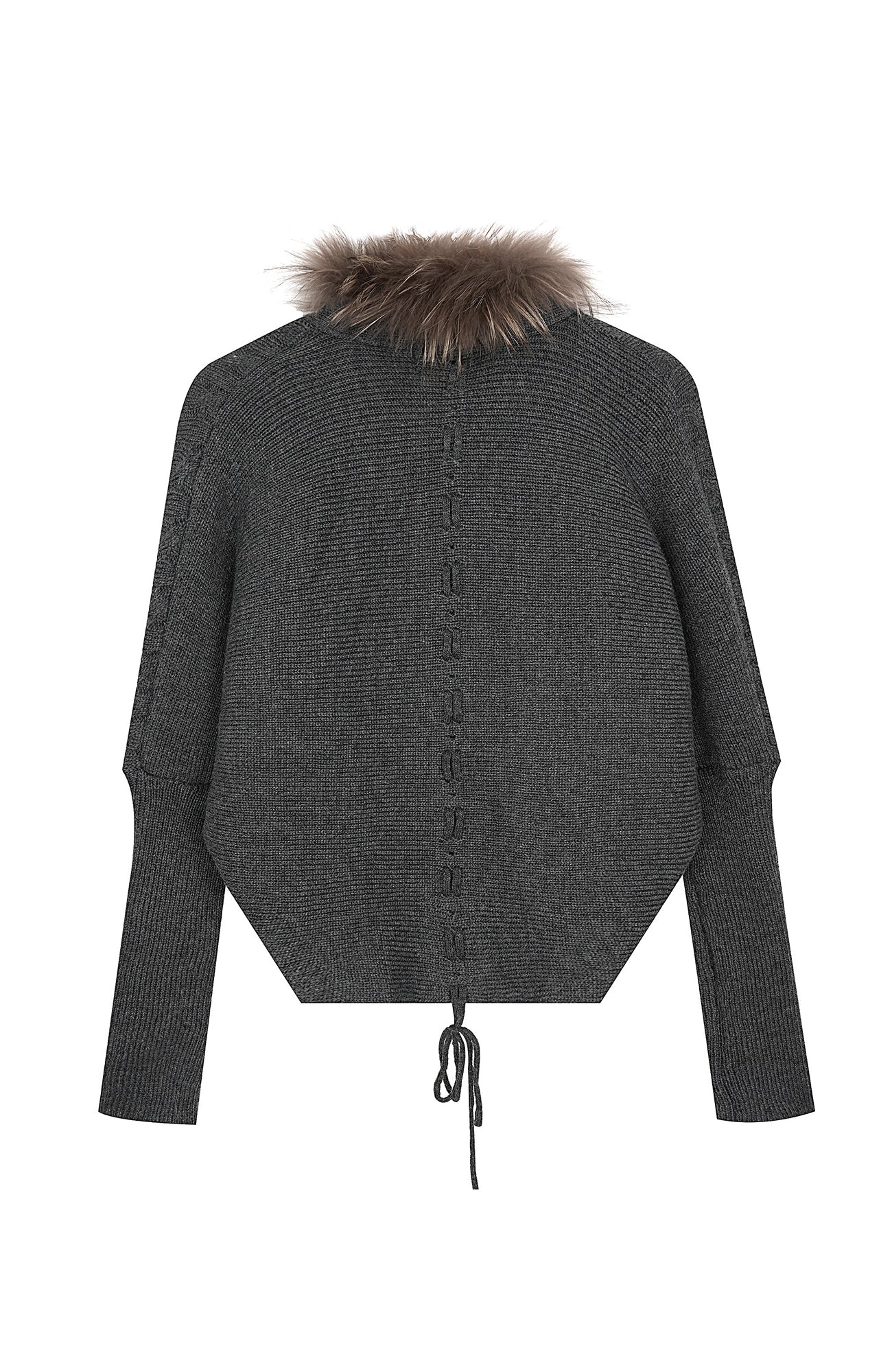 CLP Faux-Fur Trim Cable-Knit Cropped Cardigan
