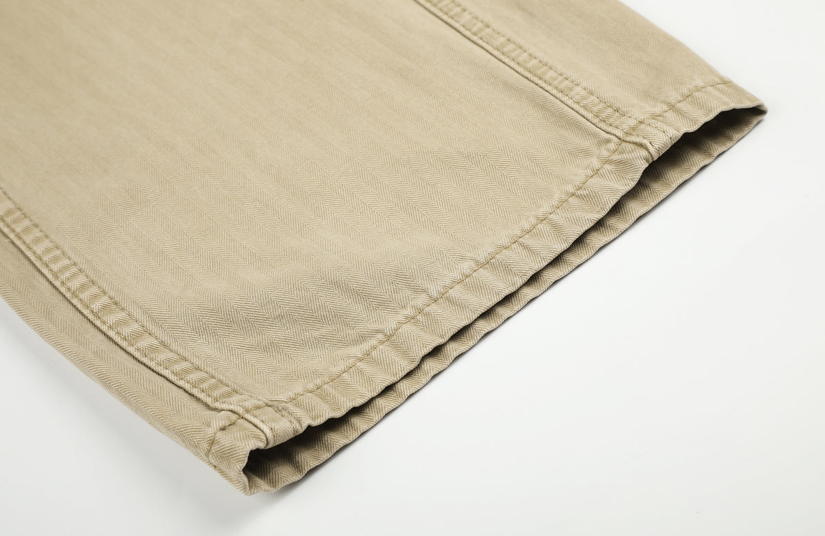BOTANICA Retro Herringbone Slim Cotton Trousers