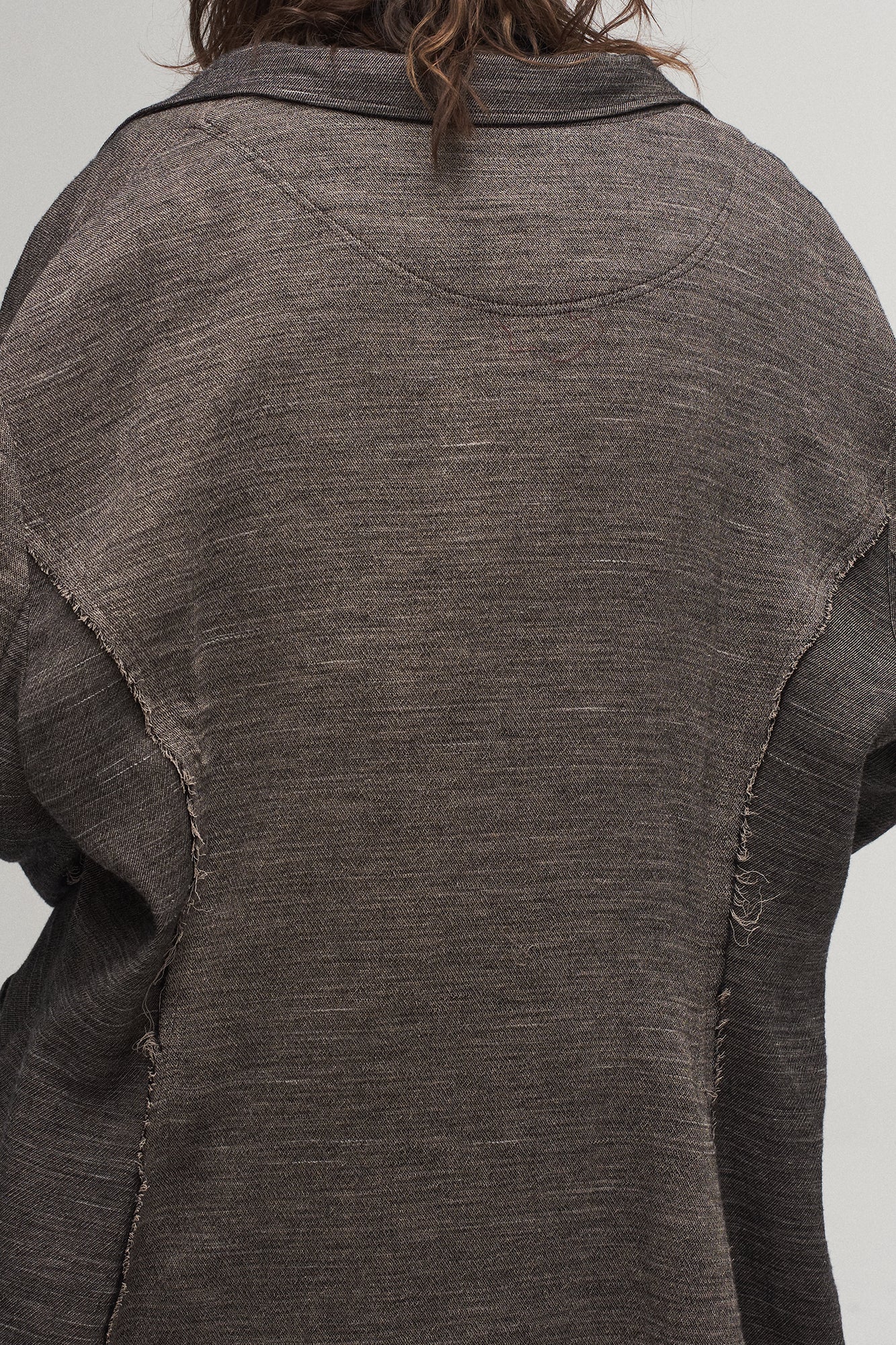 ILNya Nieternite Nifutur Frayed Seam Paneled Oversized Coat