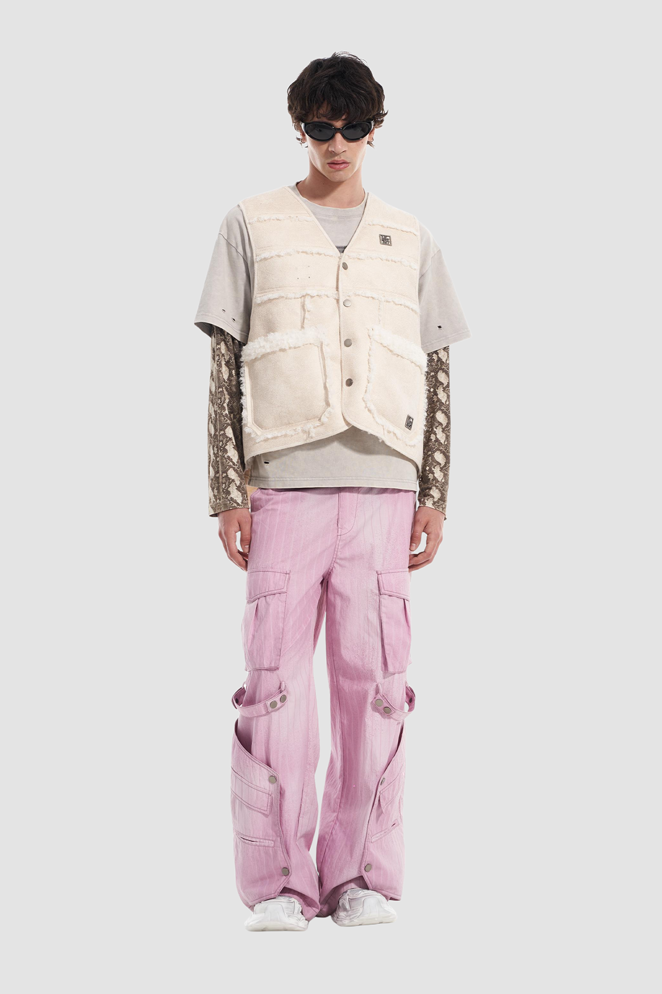 VANN VALRENCE Paneled Fleece-Trim Padded Vest