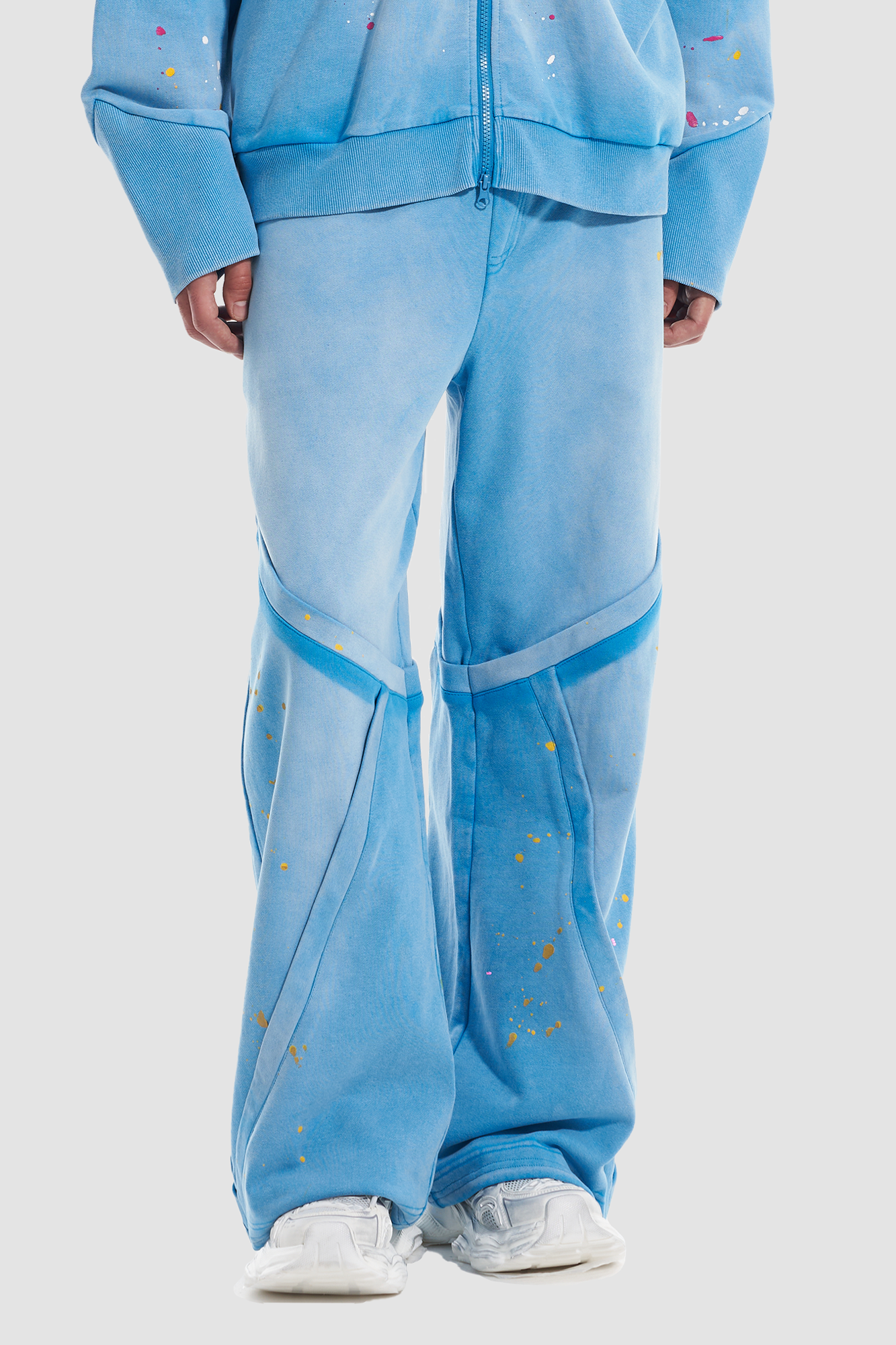 VANN VALRENCE Washed Paint-Splattered Paneled Pants