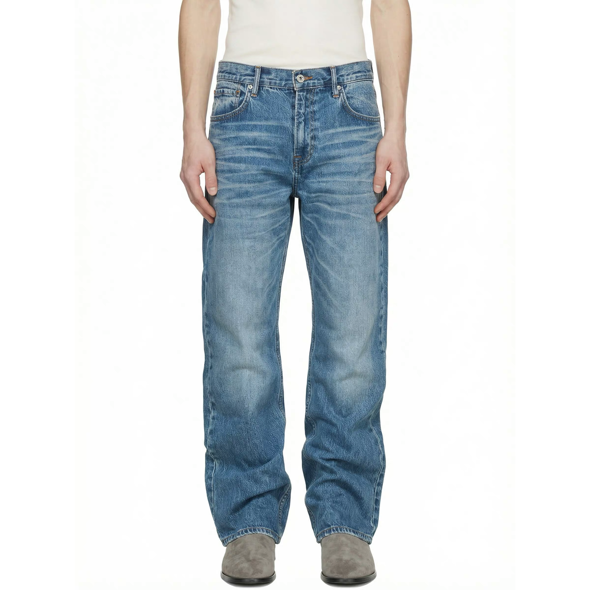 ZWDH Crinkled Whisker-Wash Jeans