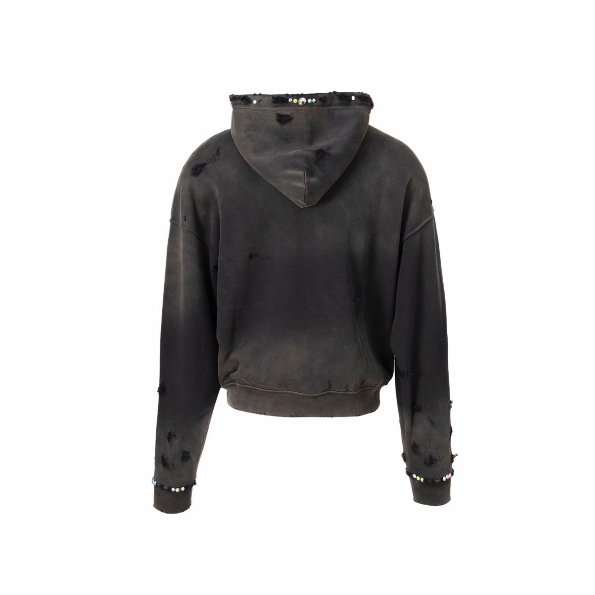 ZWDH Turquoise Studded Washed Distressed Crewneck Sweatshirt
