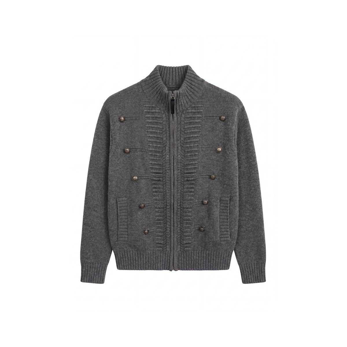 CATSSTAC Napoleon Collar Wool-Blend Chunky Knit Cardigan