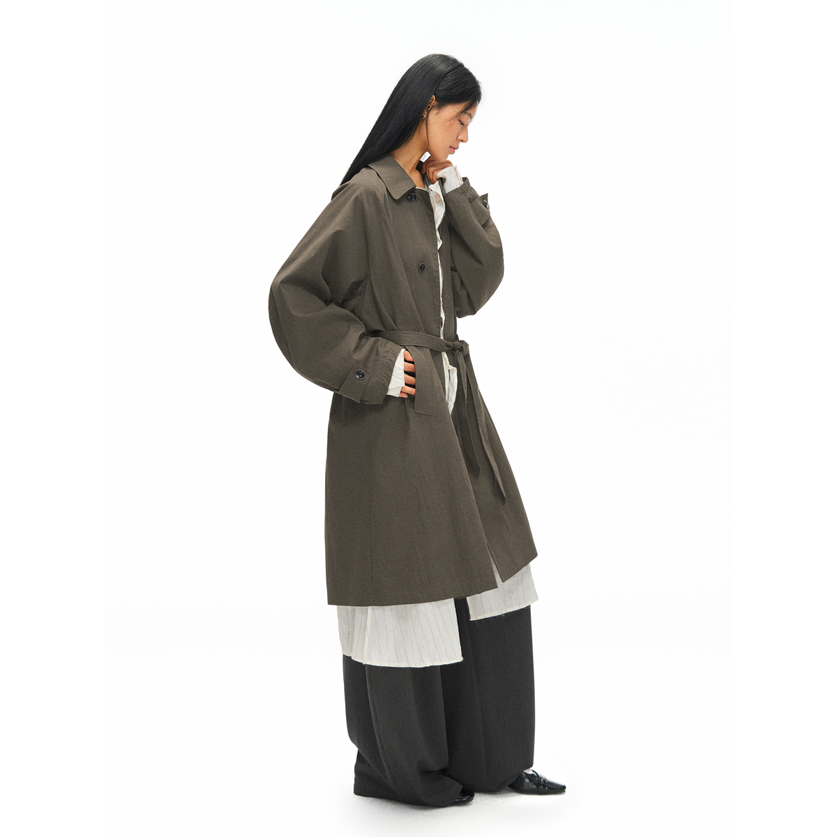 TGNS Retro Oversized Longline Trench Coat